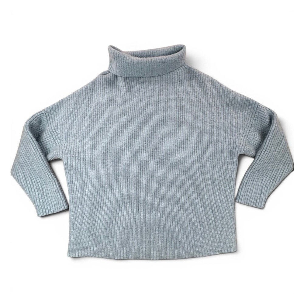 J.Crew Womens Light Blue 100% Cashmere Ribbed Turtleneck‎ Sweater BB405 S/M Soft